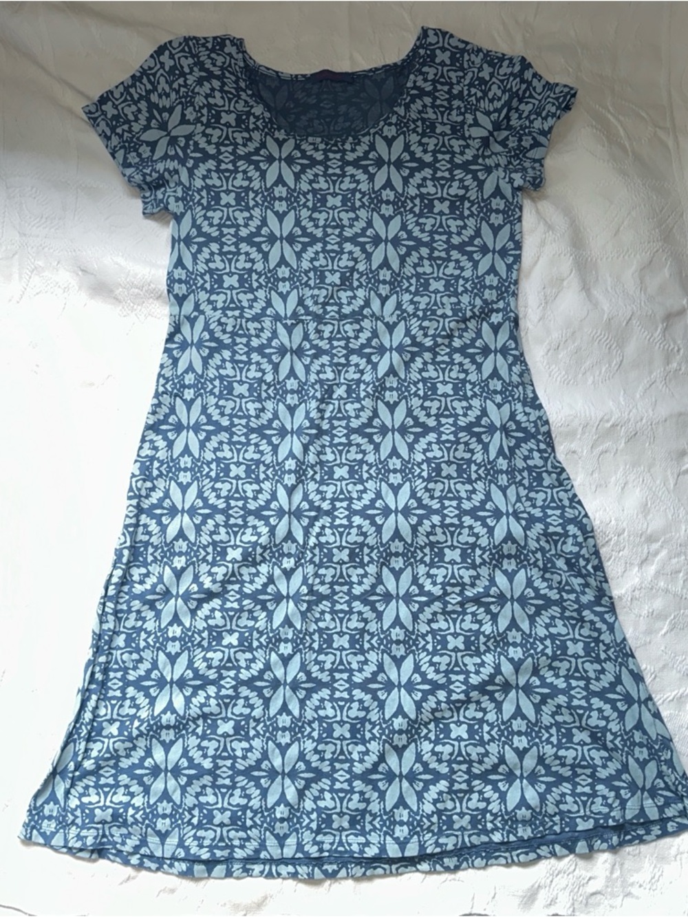 fresh produce Blue Floral-Print Short Sleeve Dress